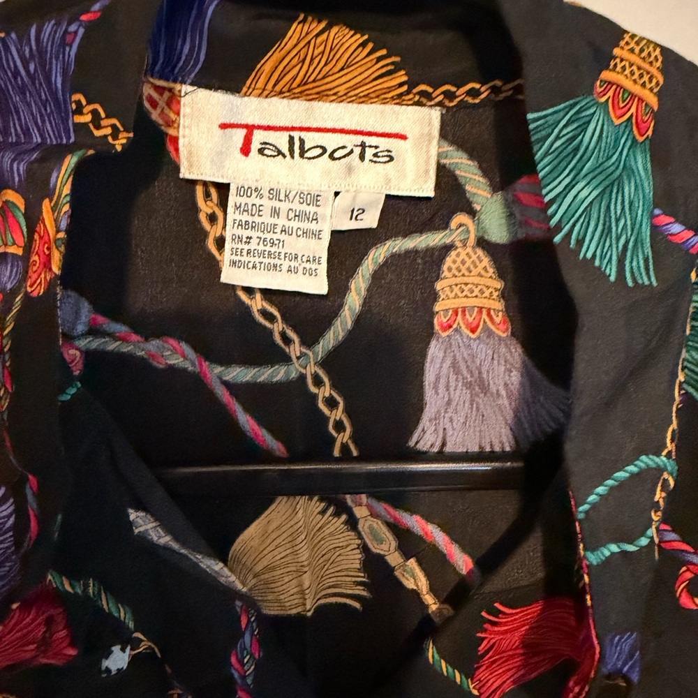Talbots Black Multicolor Patterned Button Down Sh… - image 5